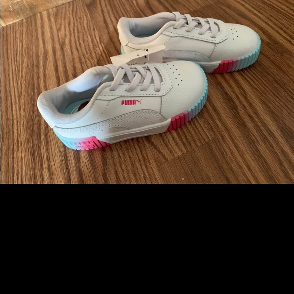 Puma Kids' White Sneakers with Multicolor Sole